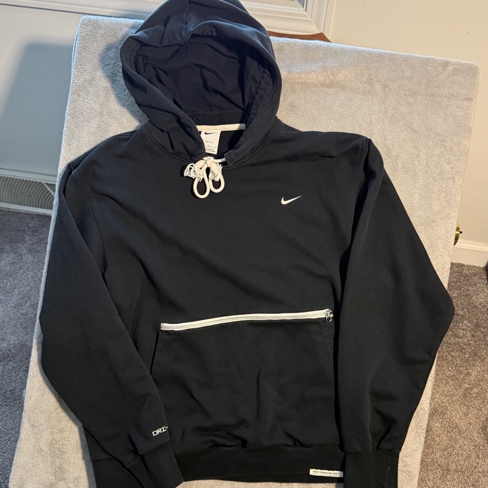 Nike Tech Dri-FIT Hoodie Mens Large Black Zippered Pocket Pullover